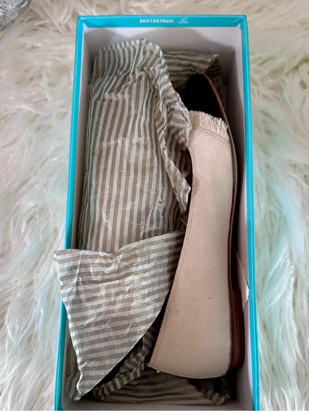 Kate Spade Nelly Ballet Flat Natural Canvas Black Cap Toe Flats Size 6 New